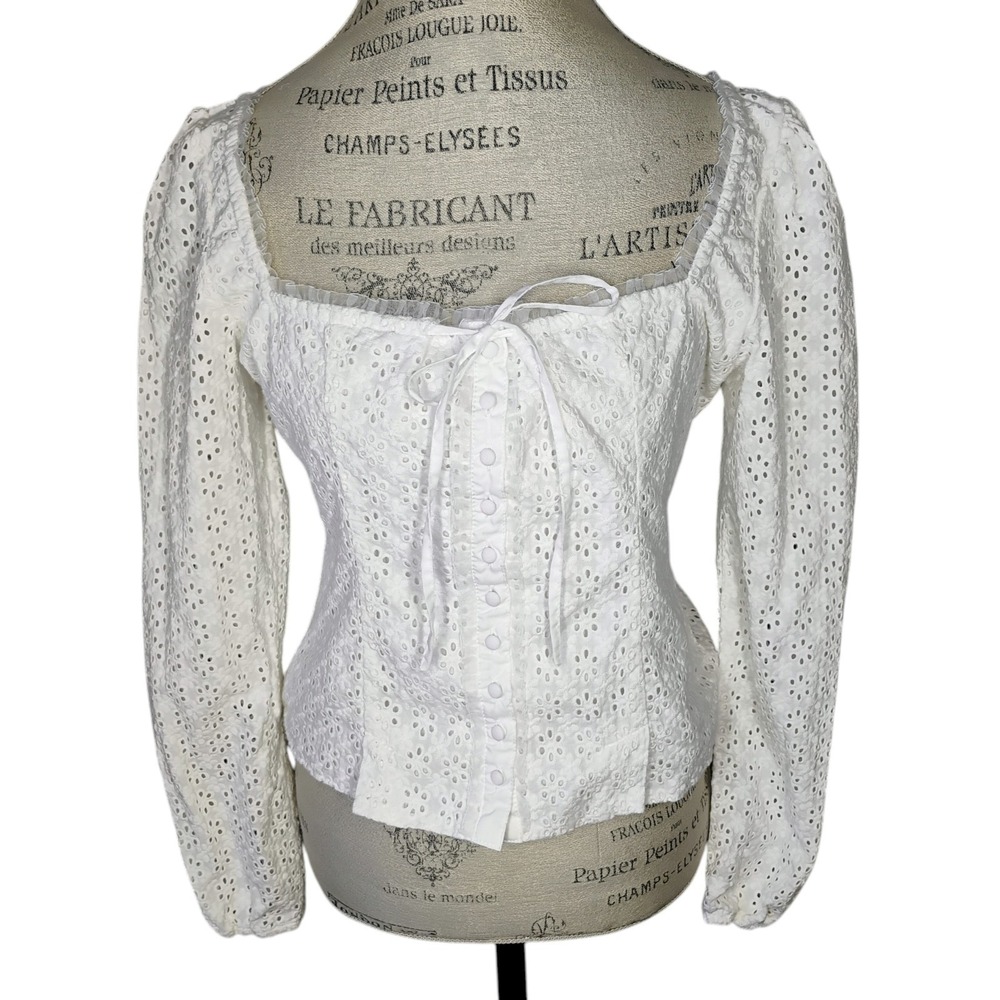 Joie White Eyelet Milkmaid Top Womens Medium Cottagecore Romantic Victorian